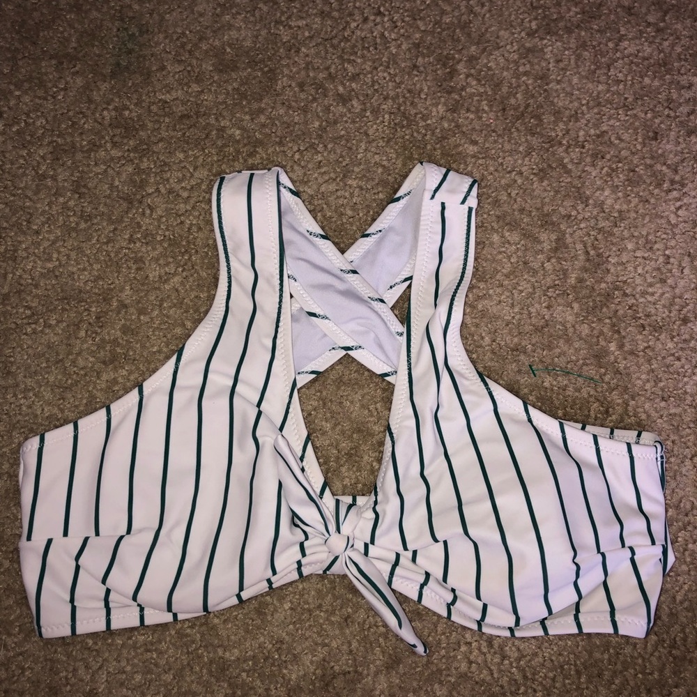 Striped knot bikini top